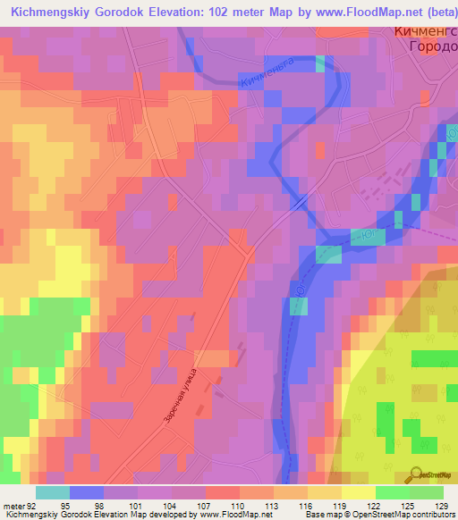 Kichmengskiy Gorodok,Russia Elevation Map