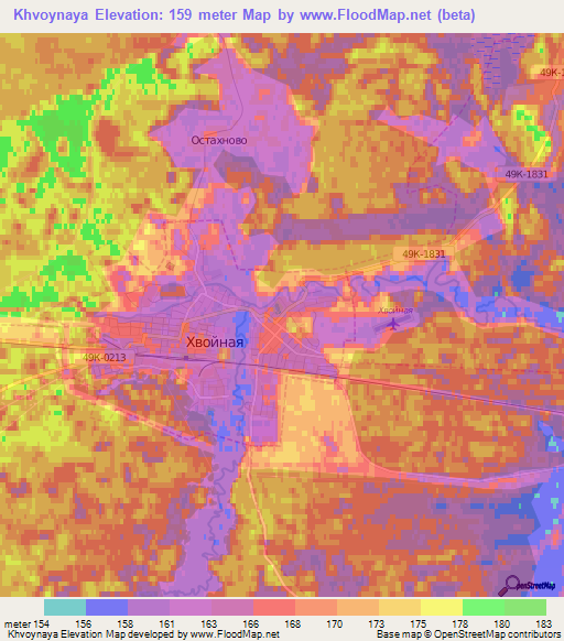 Khvoynaya,Russia Elevation Map