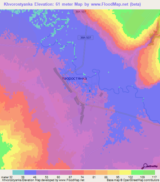 Khvorostyanka,Russia Elevation Map