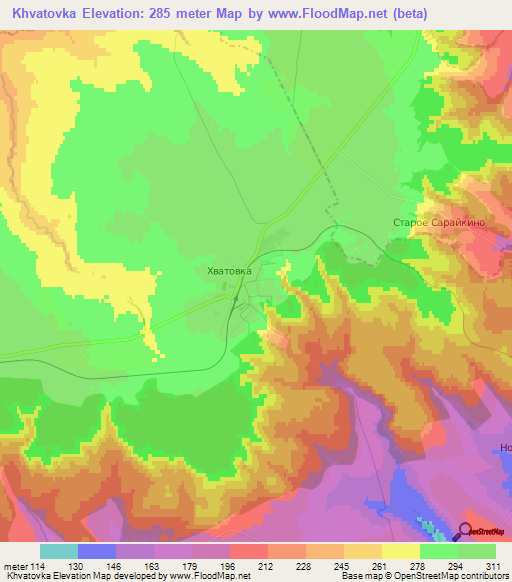 Khvatovka,Russia Elevation Map