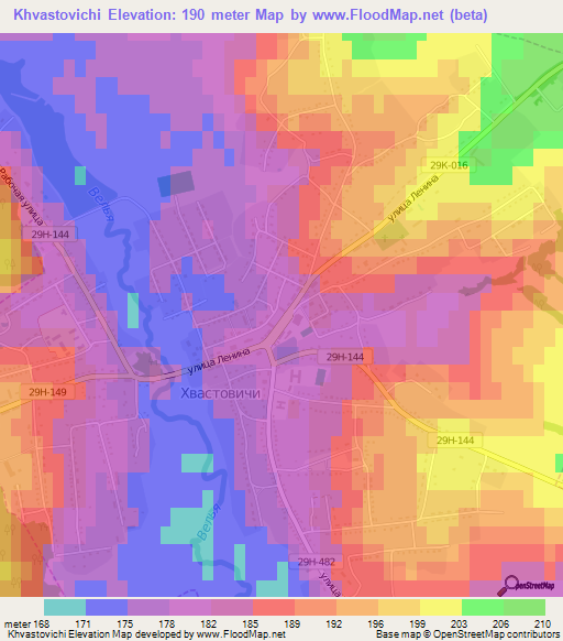 Khvastovichi,Russia Elevation Map