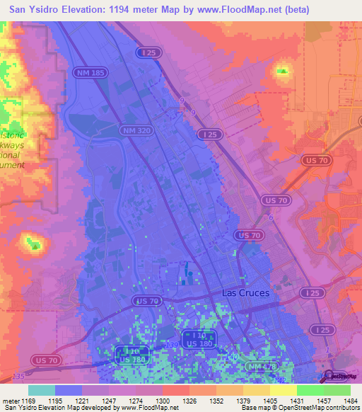 San Ysidro,US Elevation Map