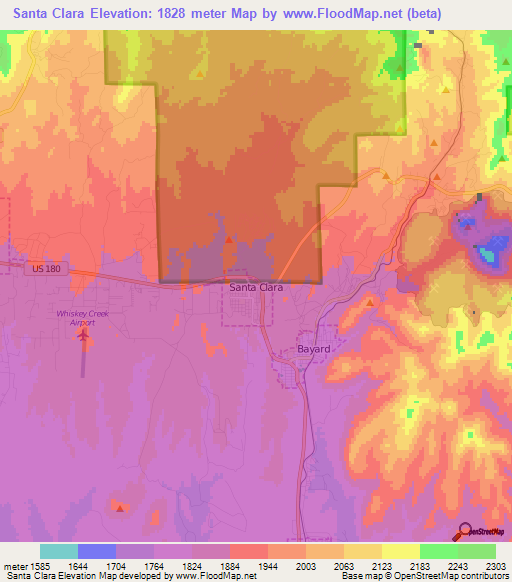 Santa Clara,US Elevation Map