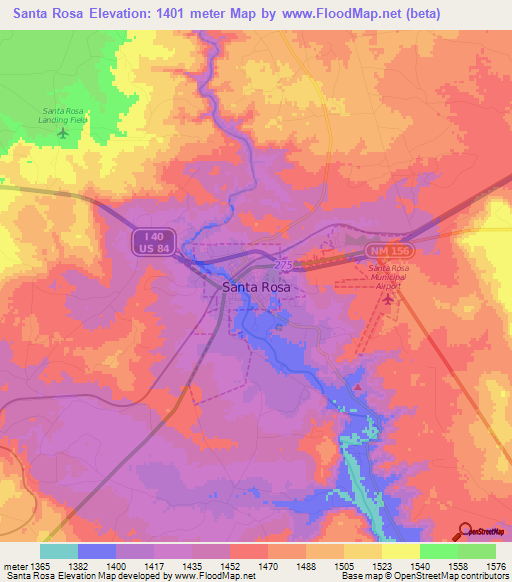 Santa Rosa,US Elevation Map