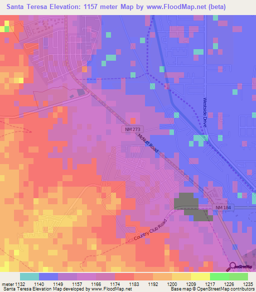 Santa Teresa,US Elevation Map