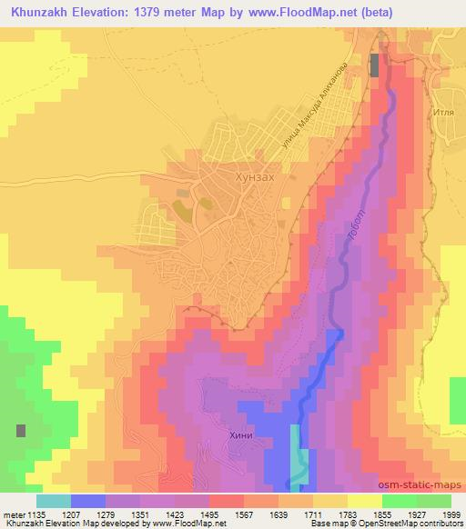 Khunzakh,Russia Elevation Map