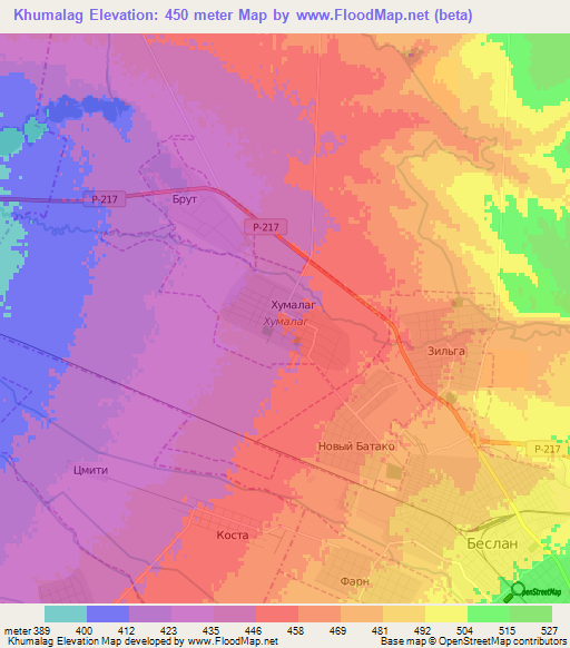 Khumalag,Russia Elevation Map