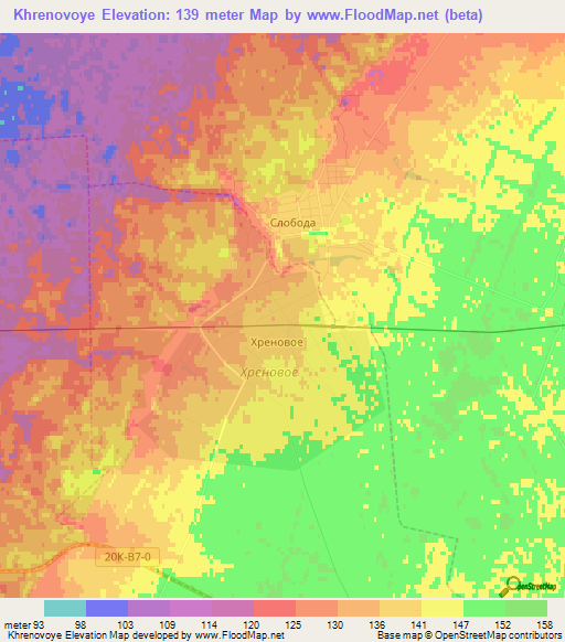 Khrenovoye,Russia Elevation Map