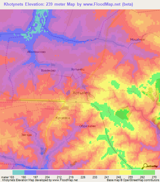 Khotynets,Russia Elevation Map