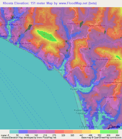 Khosta,Russia Elevation Map