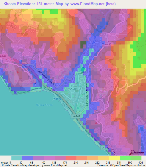 Khosta,Russia Elevation Map