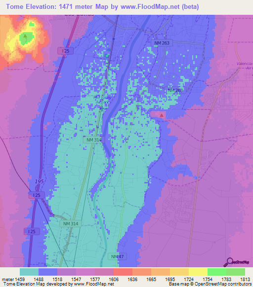 Tome,US Elevation Map