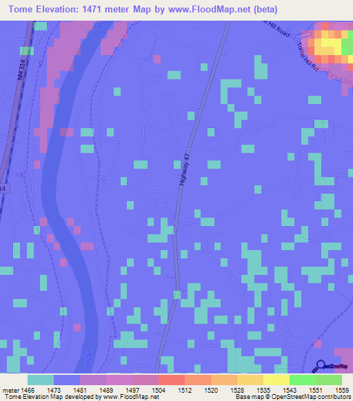 Tome,US Elevation Map