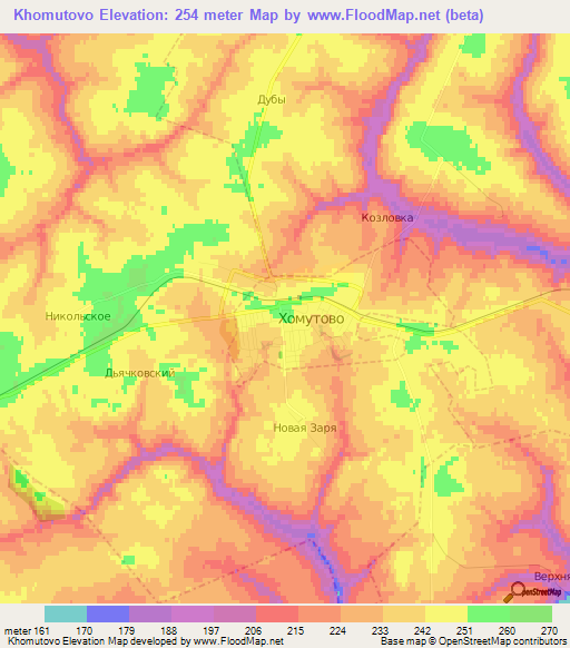 Khomutovo,Russia Elevation Map