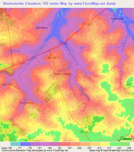 Khomutovka,Russia Elevation Map