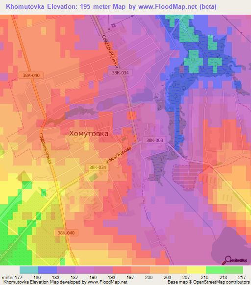 Khomutovka,Russia Elevation Map