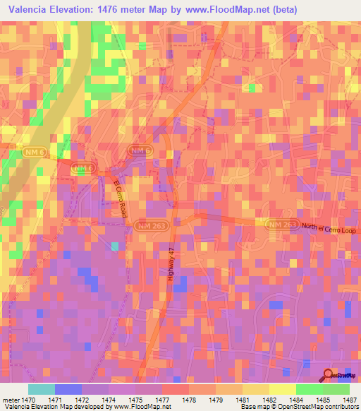 Valencia,US Elevation Map