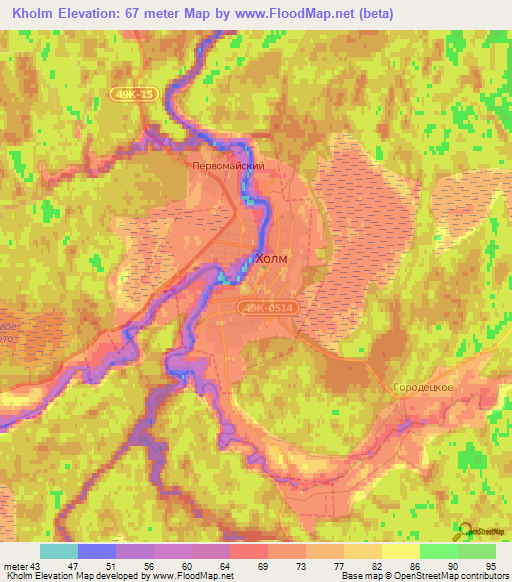 Kholm,Russia Elevation Map