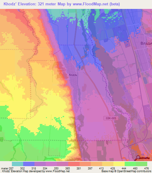 Khodz',Russia Elevation Map