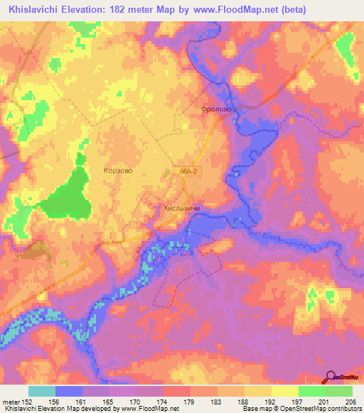 Khislavichi,Russia Elevation Map