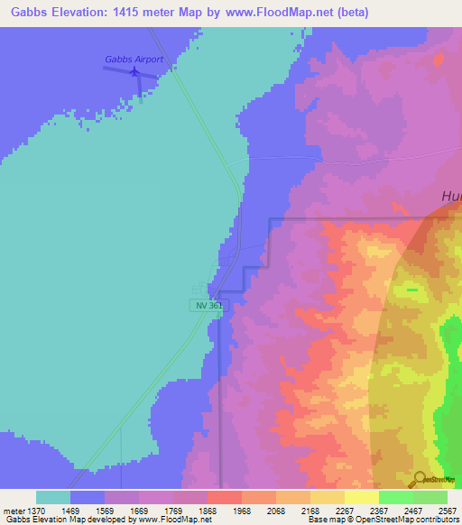 Gabbs,US Elevation Map