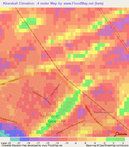 Kharabali,Russia Elevation Map