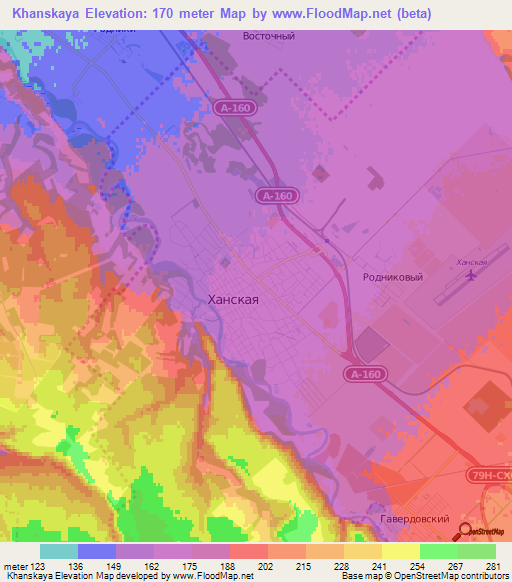 Khanskaya,Russia Elevation Map