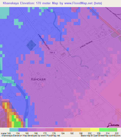 Khanskaya,Russia Elevation Map