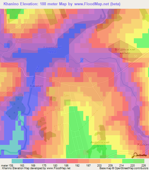 Khanino,Russia Elevation Map