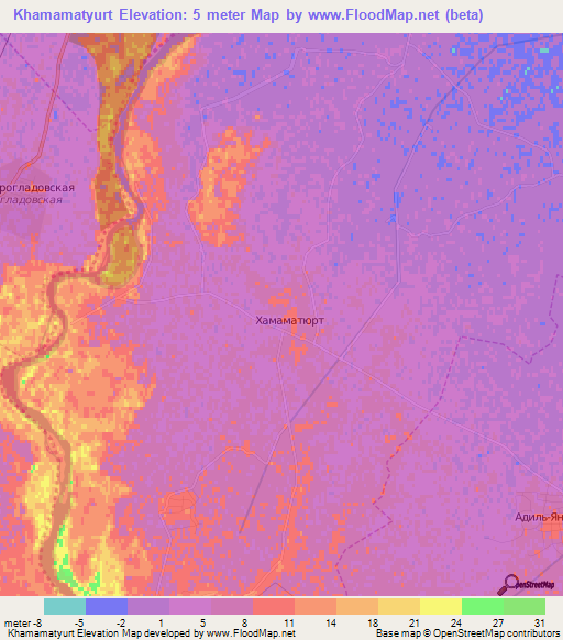 Khamamatyurt,Russia Elevation Map