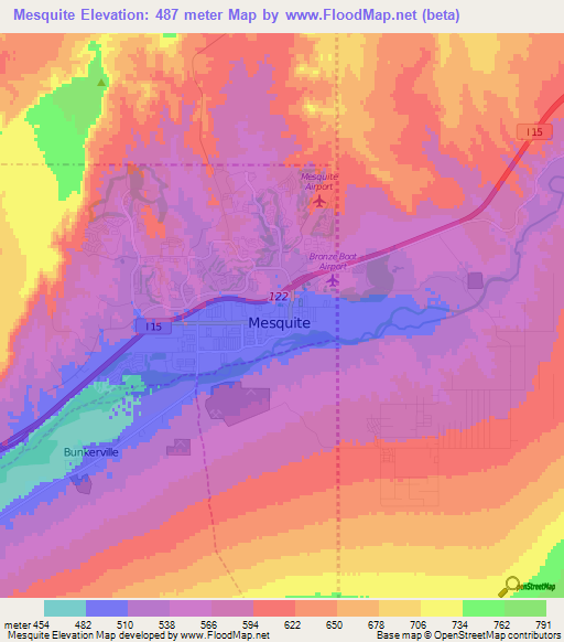 Mesquite,US Elevation Map