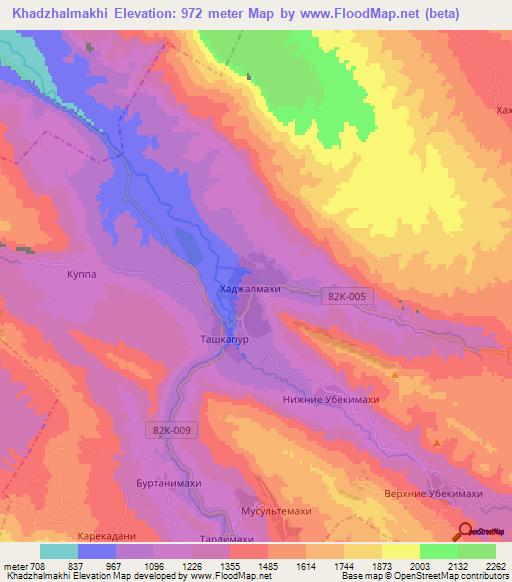 Khadzhalmakhi,Russia Elevation Map