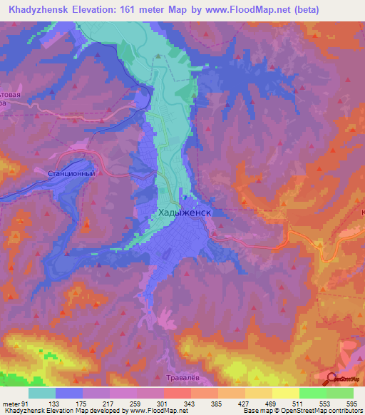 Khadyzhensk,Russia Elevation Map