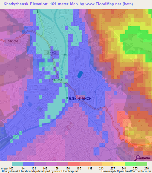 Khadyzhensk,Russia Elevation Map