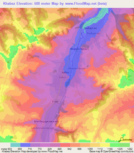 Khabez,Russia Elevation Map