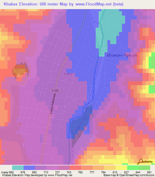 Khabez,Russia Elevation Map