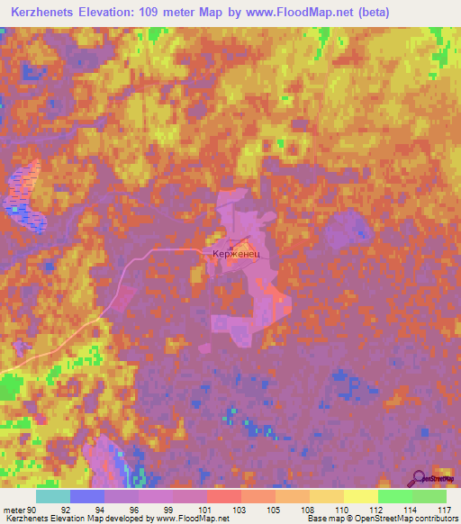 Kerzhenets,Russia Elevation Map