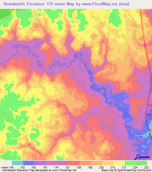 Kerkakedzh,Russia Elevation Map