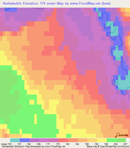 Kerkakedzh,Russia Elevation Map