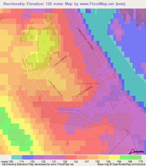 Kerchevskiy,Russia Elevation Map