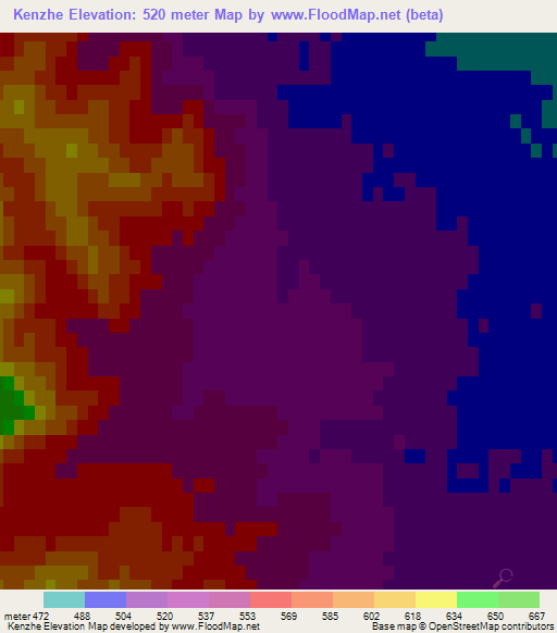 Kenzhe,Russia Elevation Map