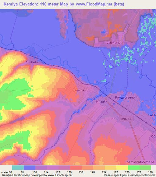 Kemlya,Russia Elevation Map