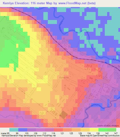 Kemlya,Russia Elevation Map