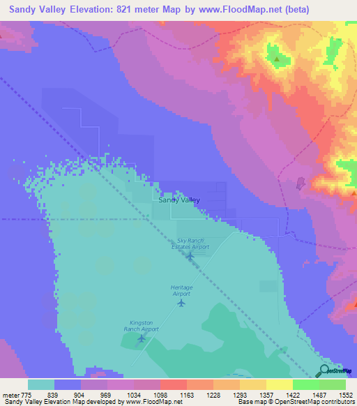 Sandy Valley,US Elevation Map