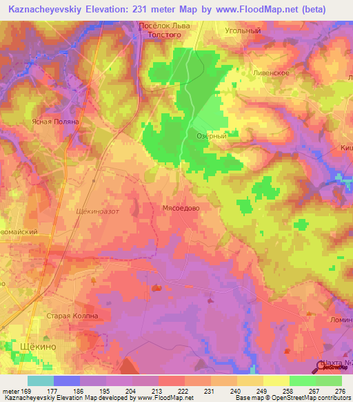 Kaznacheyevskiy,Russia Elevation Map