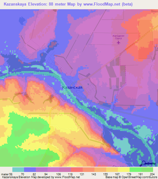 Kazanskaya,Russia Elevation Map