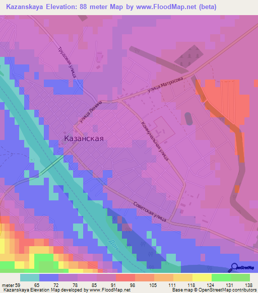 Kazanskaya,Russia Elevation Map