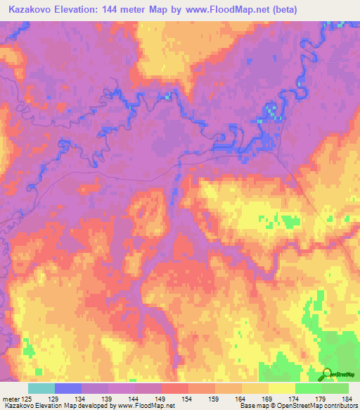 Kazakovo,Russia Elevation Map