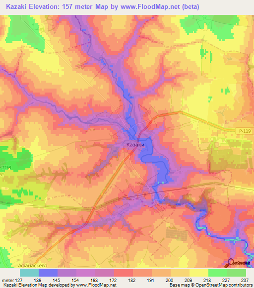 Kazaki,Russia Elevation Map