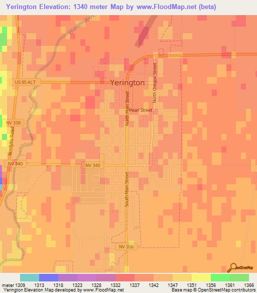 Yerington,US Elevation Map